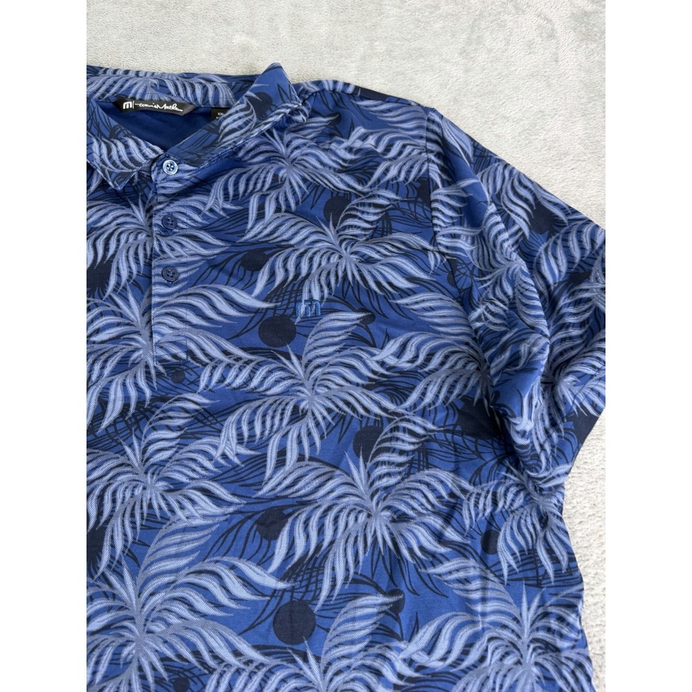 Travis Matthew Short Sleeve Polo Shirt Men's Size 2XL Blue Floral - Picture 3 of 9